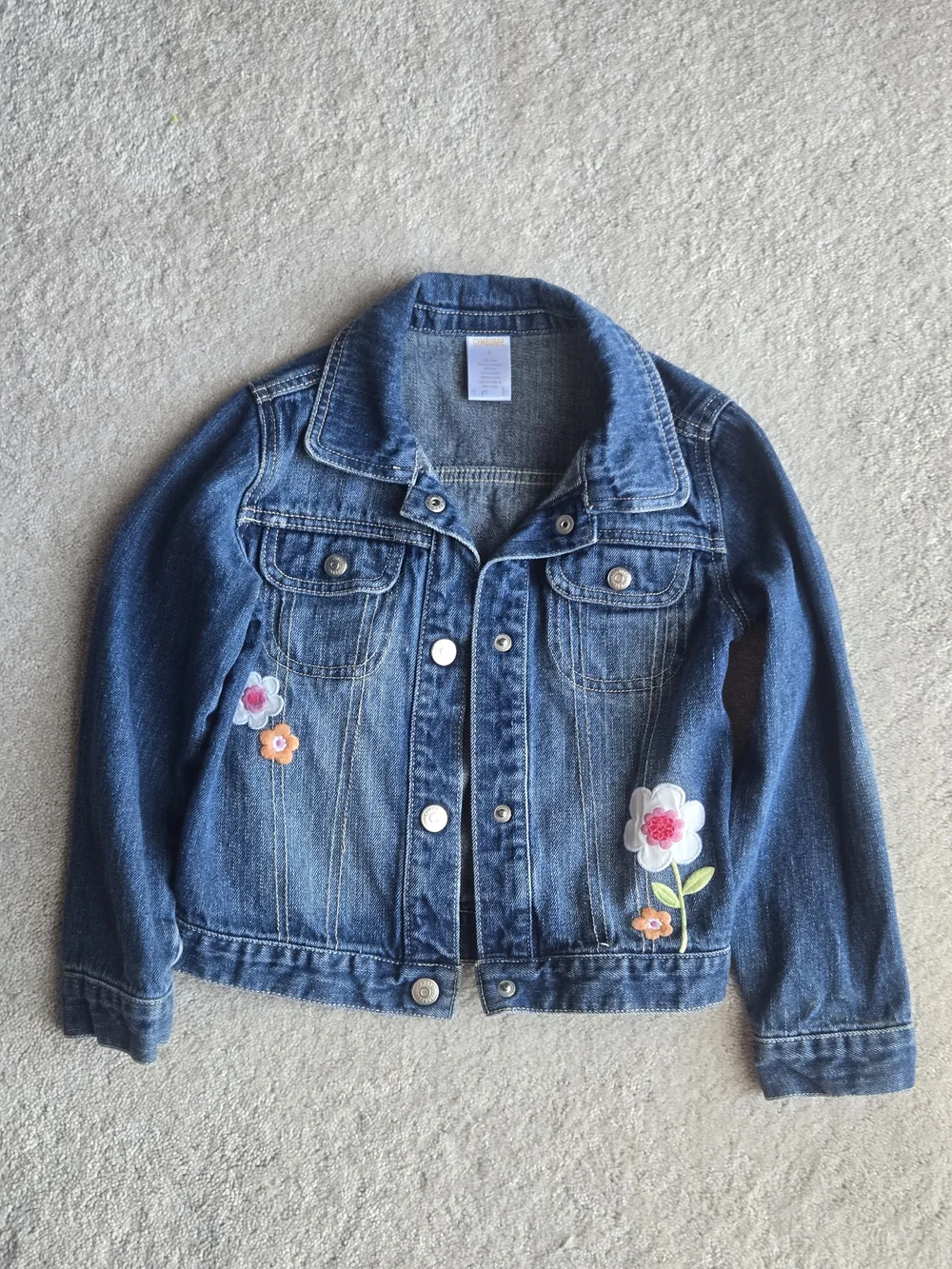 Gymboree Girls Blue Denim Jacket with Floral Appliqués